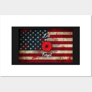 Lest we Forget with American Flag Posters and Art